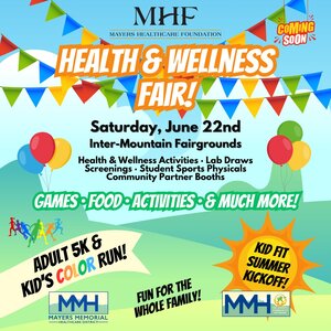 Health &amp; Wellness Fair! ad of an outdoor scenery of balloons.  Saturday, June 22nd, 2024